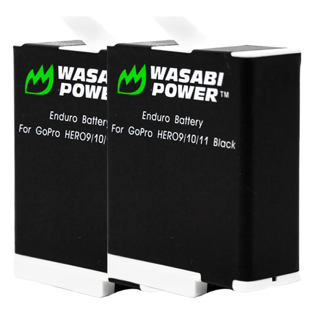 Wasabi Power GoPro HERO 12/11/10/9 Battery & Charger for HERO12 HERO11 HERO10 HERO9 Action Cameras