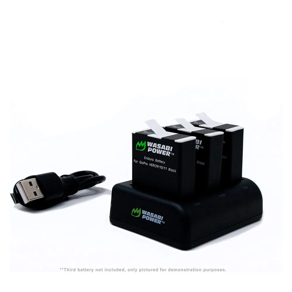 Wasabi Power GoPro HERO 12/11/10/9 Battery & Charger for HERO12 HERO11 HERO10 HERO9 Action Cameras