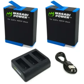 Wasabi Power GoPro HERO 12/11/10/9 Battery & Charger for HERO12 HERO11 HERO10 HERO9 Action Cameras