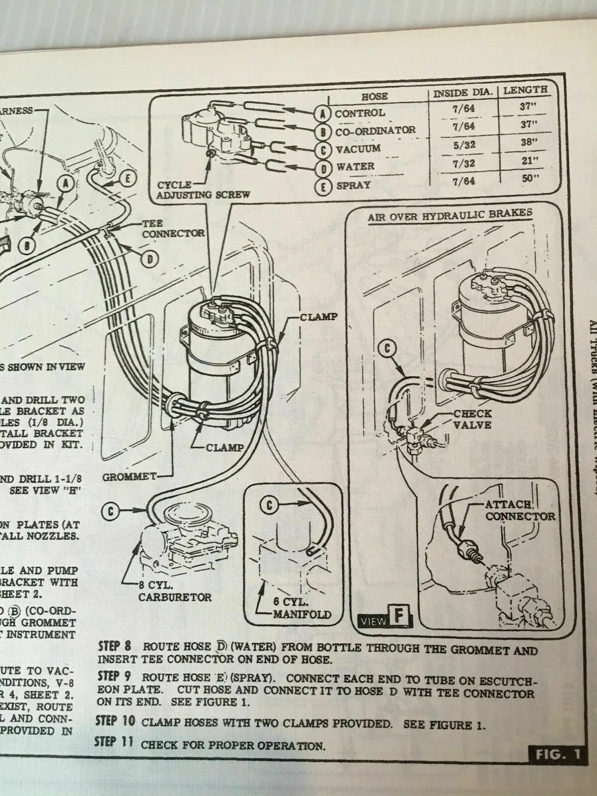 Windshield Washer Parts: NEW 1958 1959 Chevy GMC Truck Windshield Washer Hose Kit With Push Button Wipers