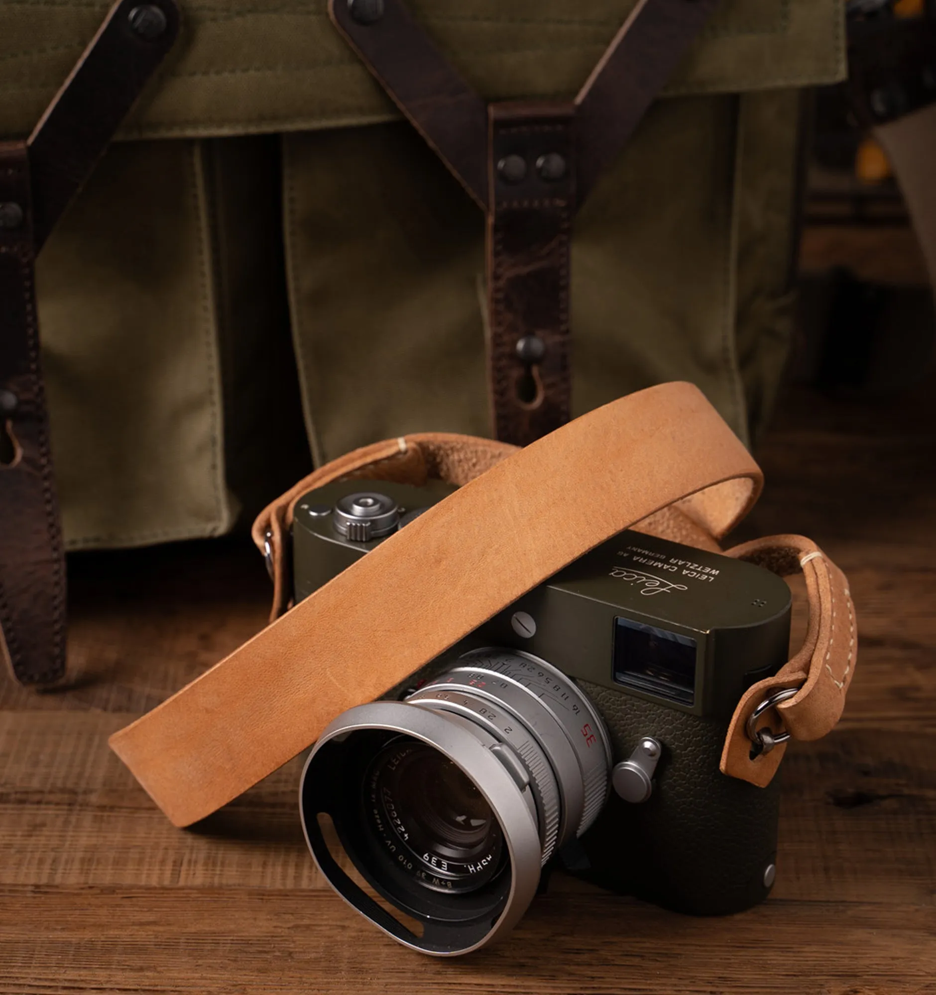 Wotancraft Full Leather Camera Neck Strap Tapered (Cura Split Rings)