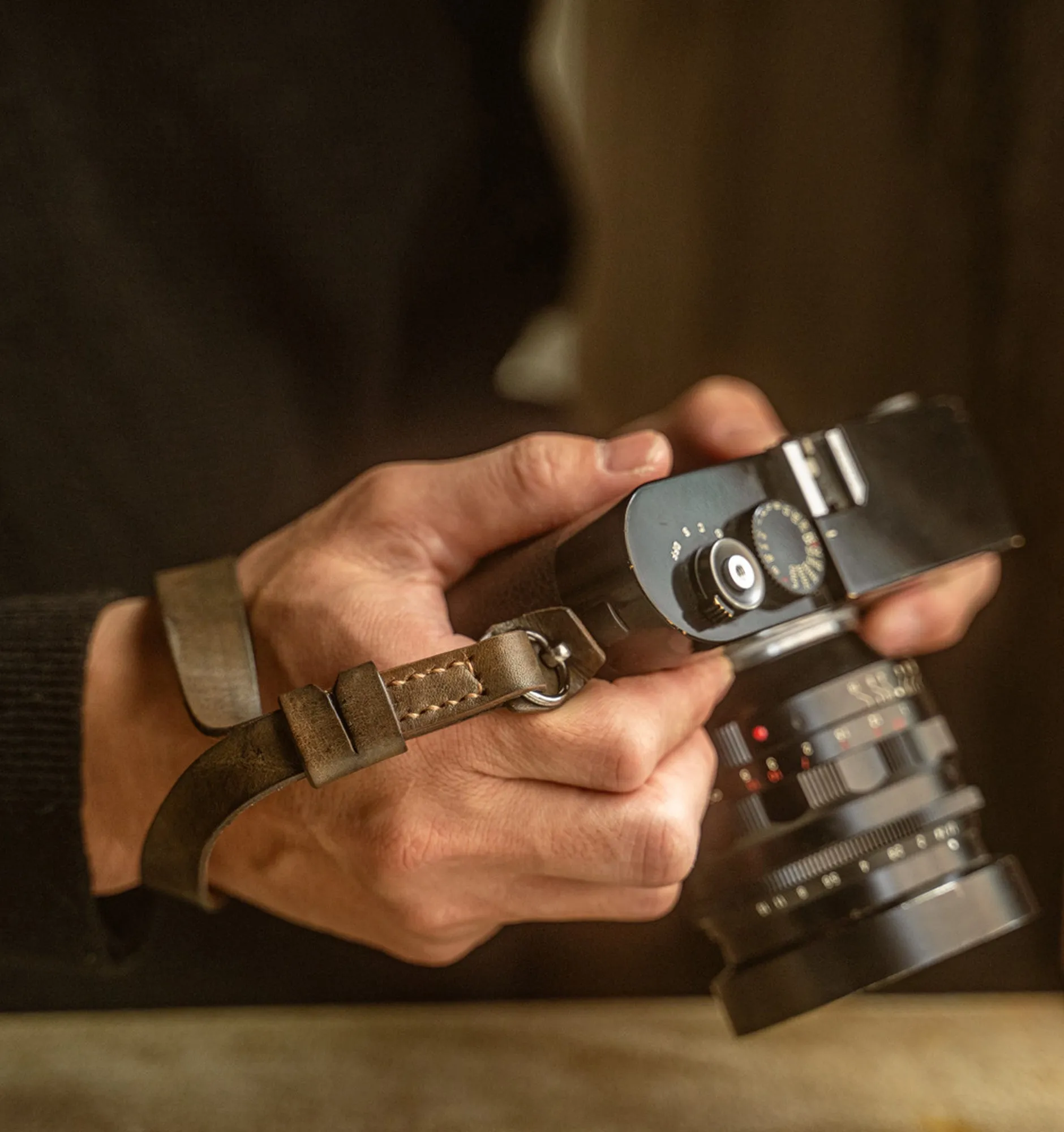 Wotancraft Full Leather Camera Wrist Strap (Cura Split Rings)