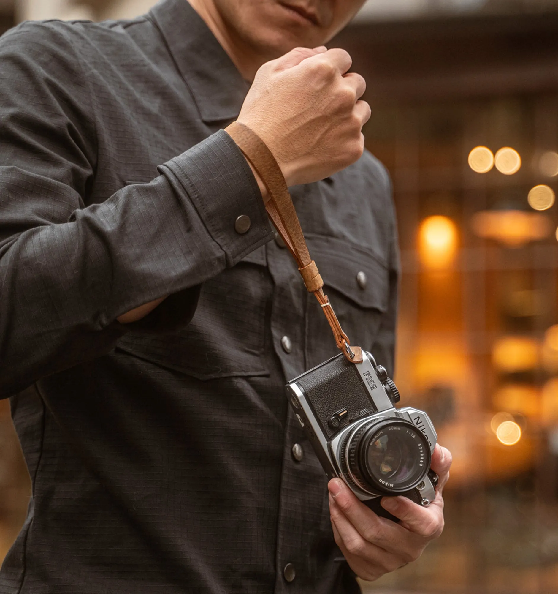 Wotancraft Full Leather Camera Wrist Strap (Cura Split Rings)